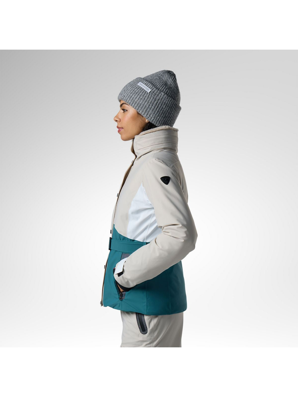 Kurtka narciarska damska ROSSIGNOL W Snowdazzle Belted Ski Jacket szara