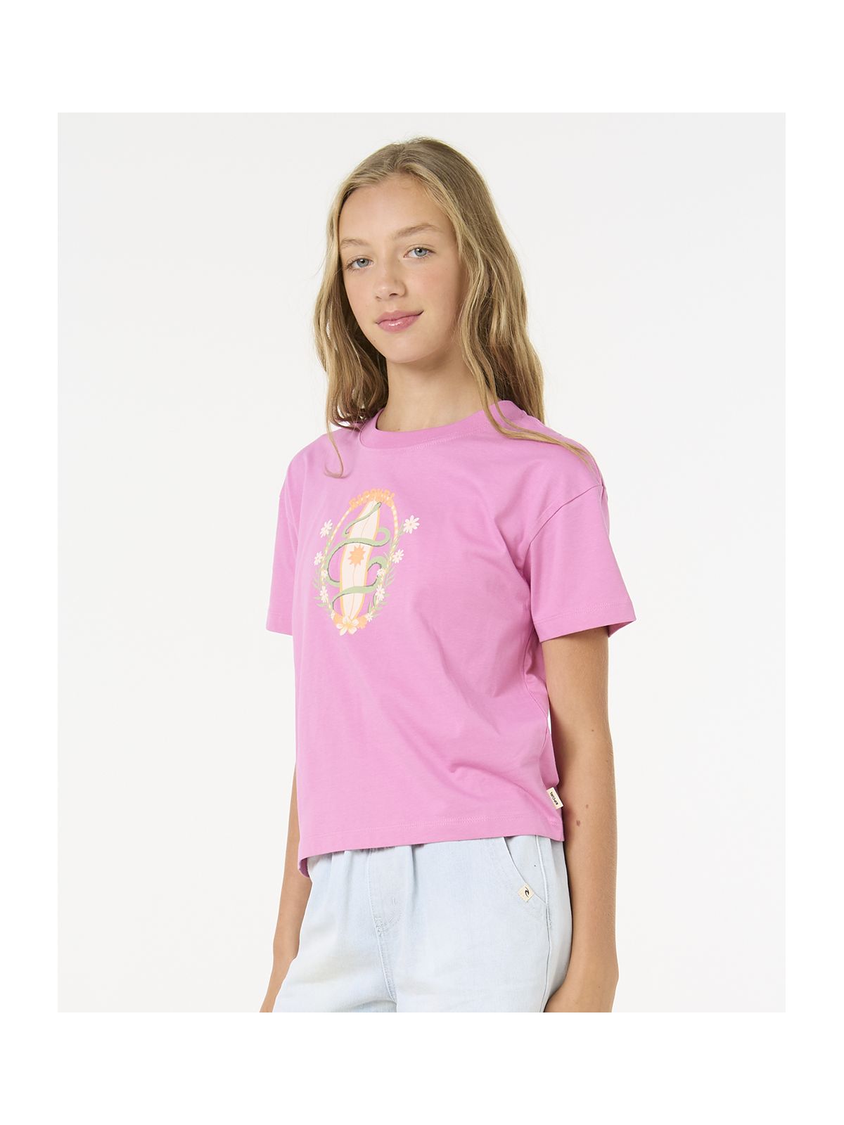 Koszulka RIP CURL Island Surf Crop-Girl różowy