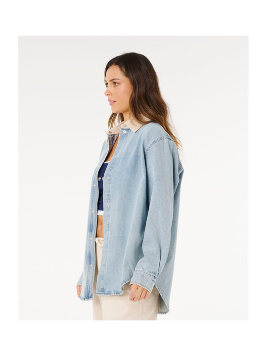 Koszula damska RIP CURL Surf Side Relaxed Denim Shirt niebieska
