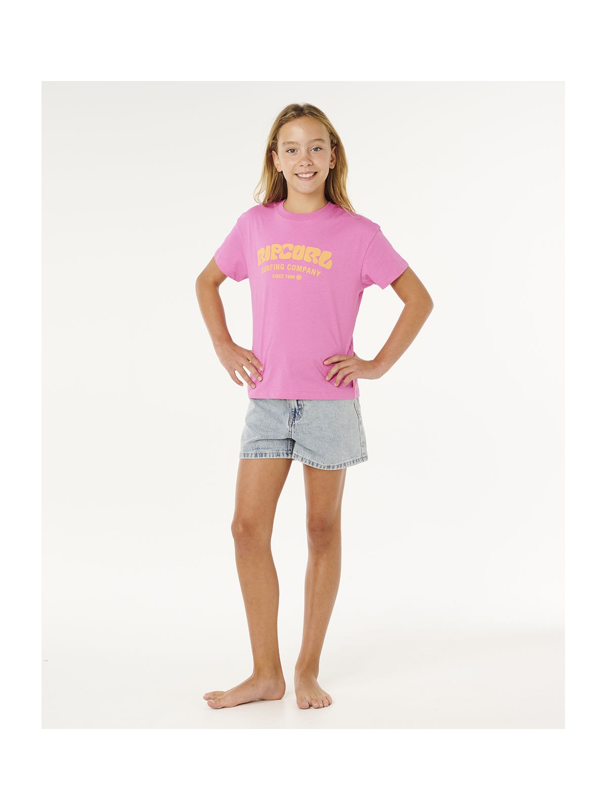 Koszulka dziewczęca RIP CURL Surf Puff Relaxed Tee- Girl różowa