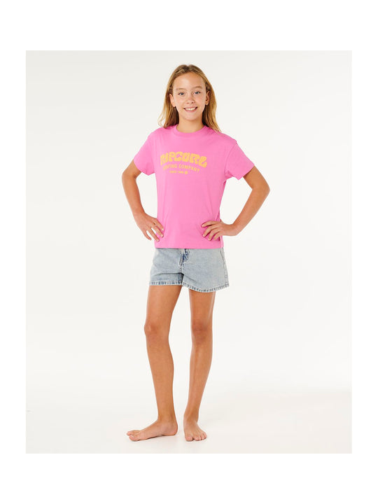 Koszulka dziewczęca RIP CURL Surf Puff Relaxed Tee- Girl różowa
