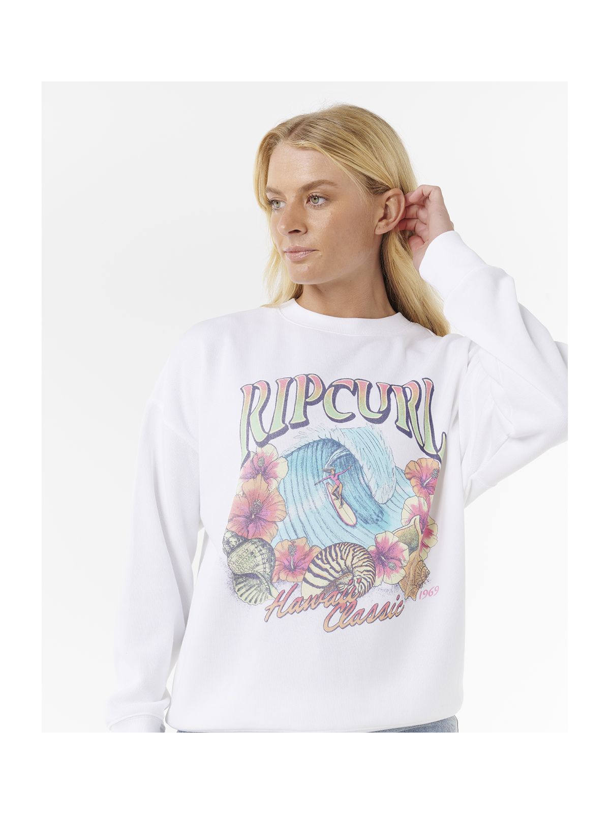 Bluza RIP CURL HAWAII CLASSIC HERITAGE CREW biała