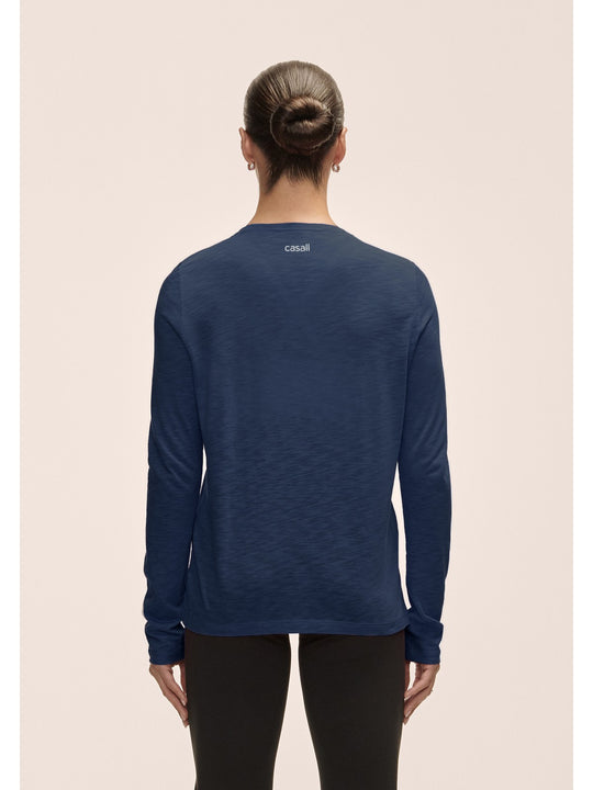 Koszulka treningowa damska CASALL Soft Texture Long Sleeve kolor niebieski
