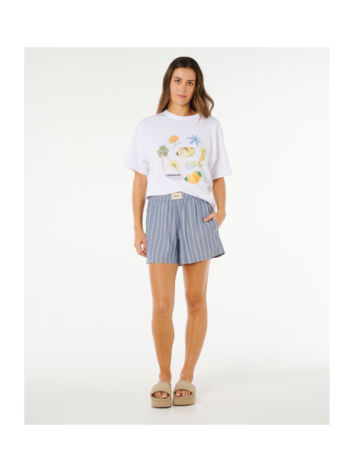 Szorty damskie RIP CURL Beach Days Pinstripe Short niebieskie