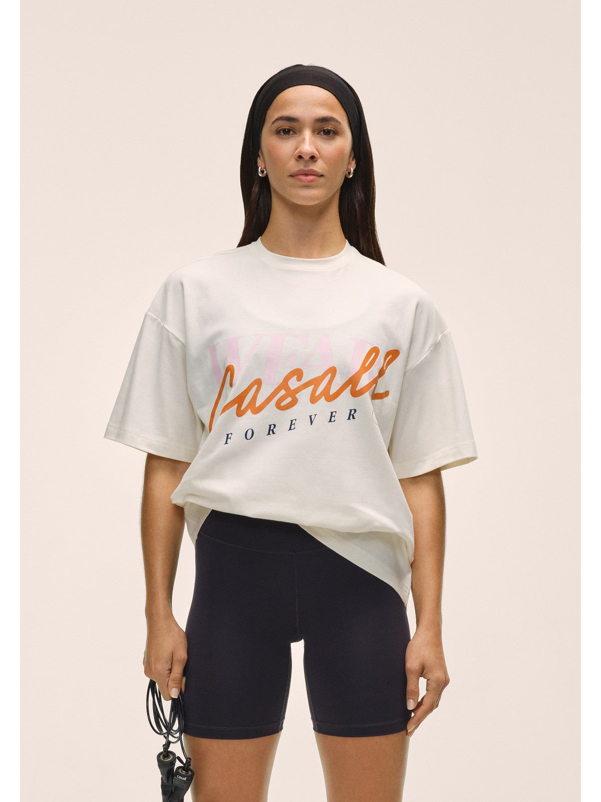 Koszulka treningowa damska CASALL Oversized Cotton Blend Tee kolor biały