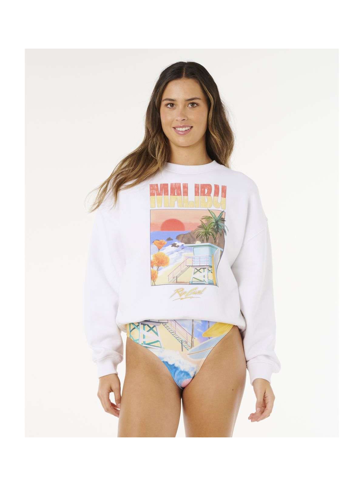 Bluza damska RIP CURL Hayley O O/S Drop Shldr Crew biała