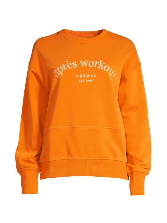 Bluza na silownię damska CASALL Terry Spring Crew Neck pomarańczowy - Adventure Sports
