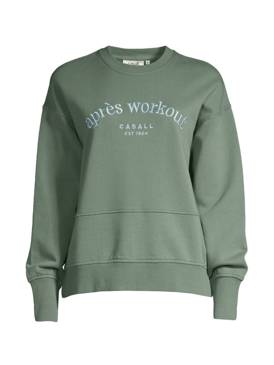 Bluza na silownię damska CASALL Terry Spring Crew Neck zielona - Adventure Sports
