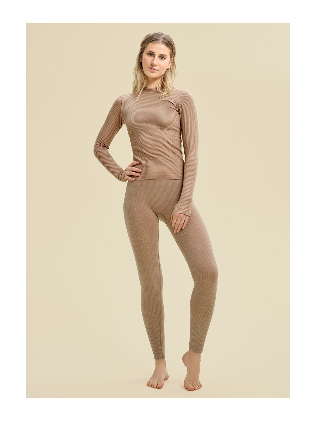 Legginsy CASALL Wool Rib Tights beżowy - Adventure Sports
