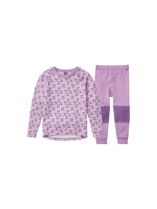 Bielizna termoaktywna dziewczęca Helly Hansen K Hh Graphic Lifa Merino Set fioletowy - Adventure Sports
