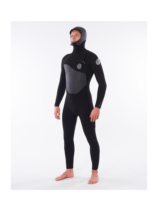 Gruba pianka surfingowa męska RIP CURL Flashbomb 6/4 Hood C/Zip czarny - Pianka - Adventure Sports
