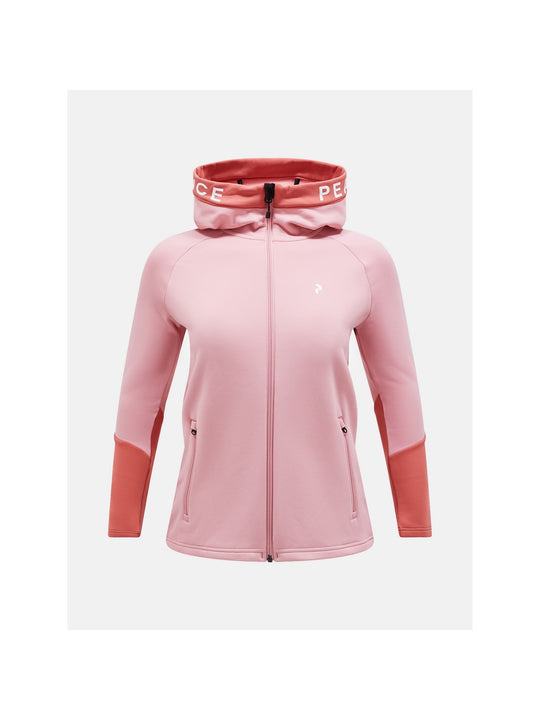 Bluza mid layer damska Peak Performance W Rider Zip Hood różowy - Adventure Sports
