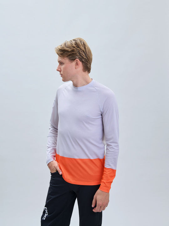 Koszulka rowerowa POC MTB Pure LS Jersey szaro pomarańczowa - Adventure Sports
