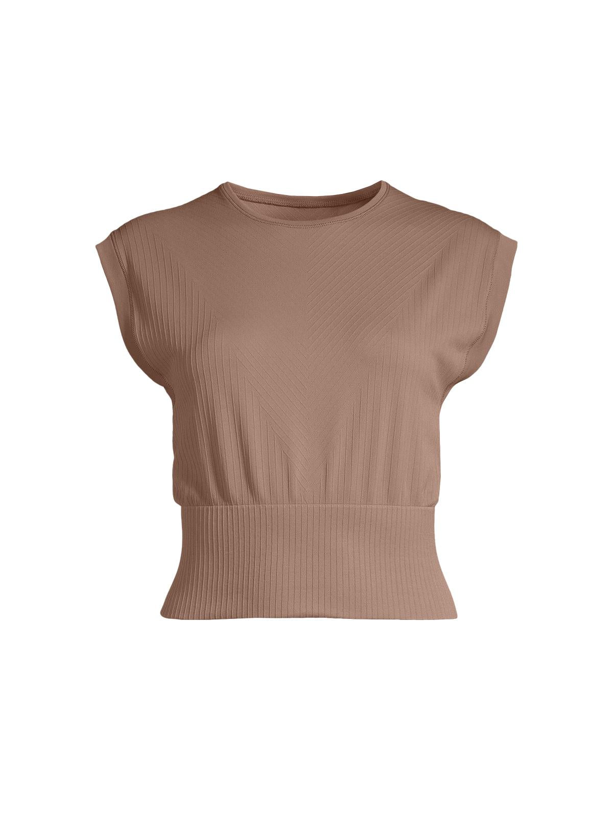 Koszulka CASALL Seamless Graphical Rib Tee brązowy - Adventure Sports