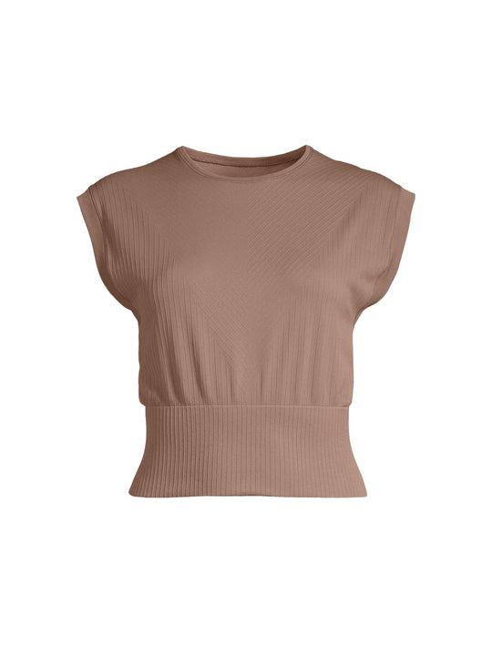 Koszulka CASALL Seamless Graphical Rib Tee brązowy - Adventure Sports
