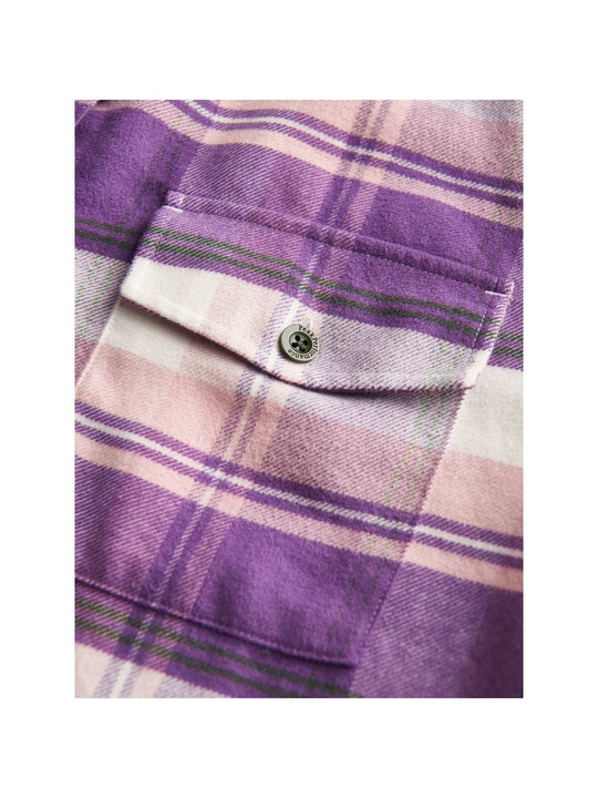 Koszula flanelowa Peak Performance W KELLY FLANNEL SHIRT fioletowo różowa krata - Adventure Sports
