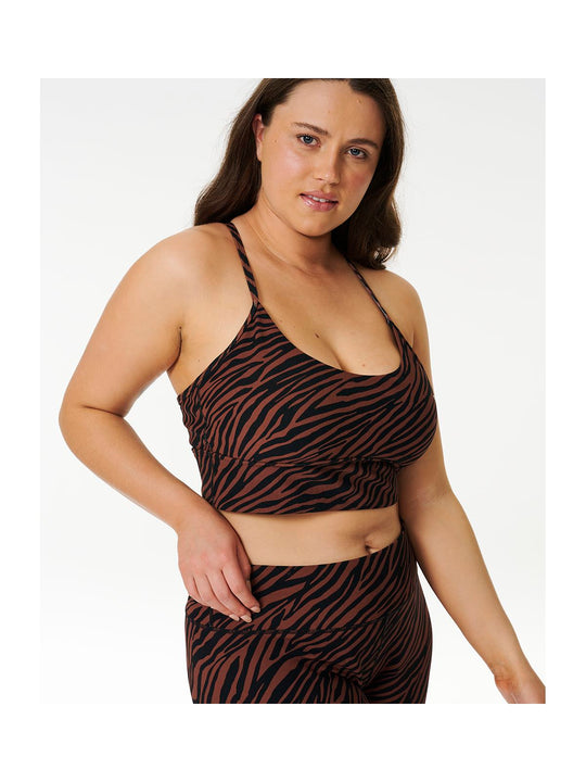 Top treningowy RIP CURL Mirage Sun Tribe Rib Crop brązowe - Adventure Sports
