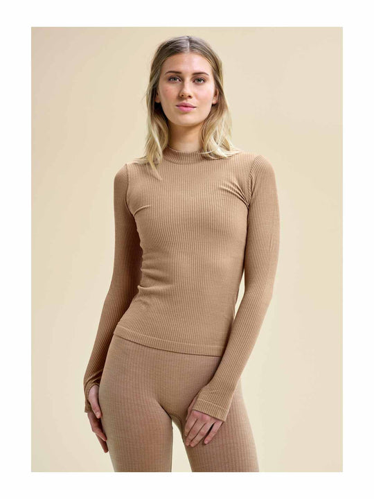 Koszulka CASALL Wool Rib Long Sleeve beżowy - Adventure Sports
