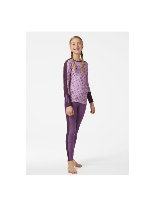 Bielizna dziecięca termoaktywna Helly Hansen Jr Graphic Lifa Merino Set fioletowy - Adventure Sports
