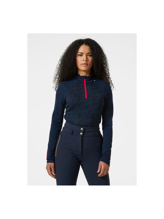Koszulka Helly Hansen W Lifa Merino Midw Gra 1/2 Zip granatowy - Adventure Sports
