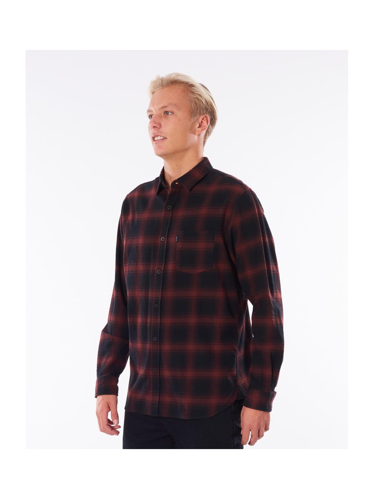 Koszula RIP CURL CHECK THIS L/S SHIRT czarno bordowa krata - Koszulka - Adventure Sports