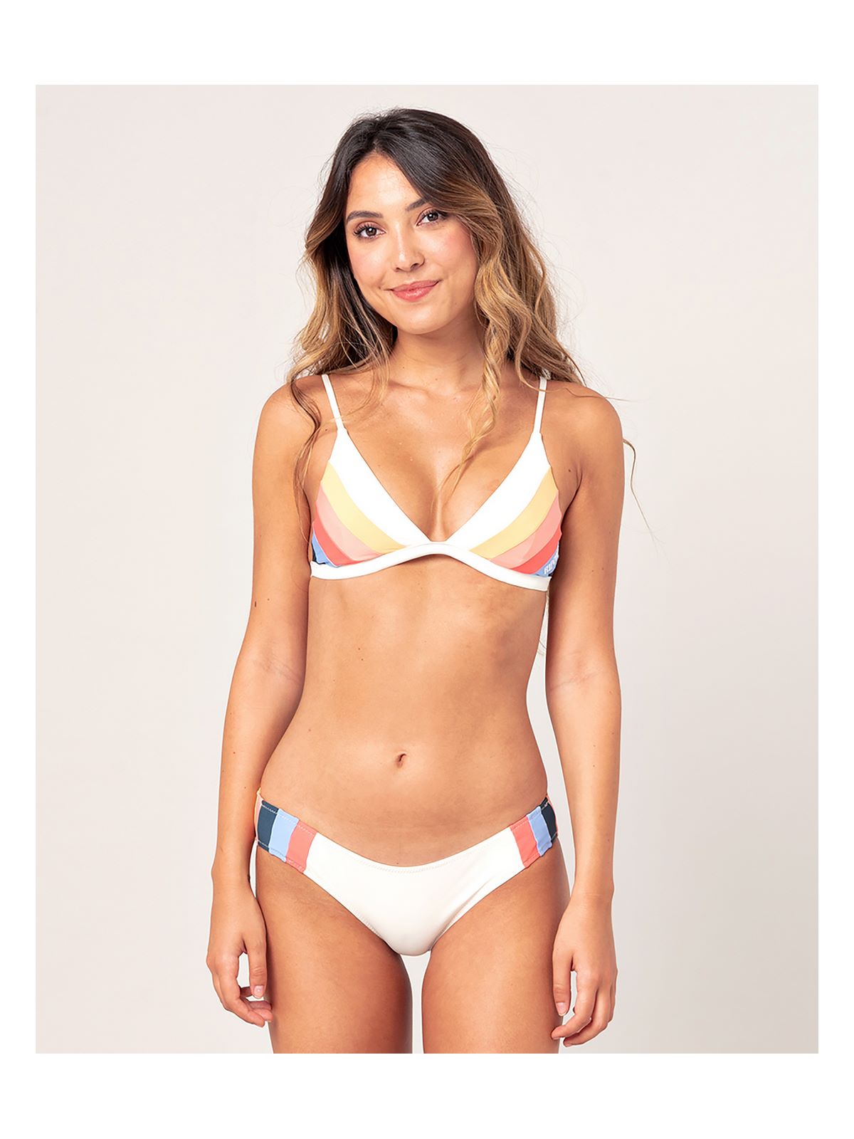 Bikini RIP CURL GOLDEN STATE TRI SET białe w pasy - Stroje kąpielowe - Adventure Sports